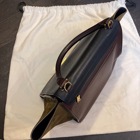 CELINE Phoebe Philo Trapeze Trapeze bag handbag tri color blue brown burgundy - Picture 6 of 16